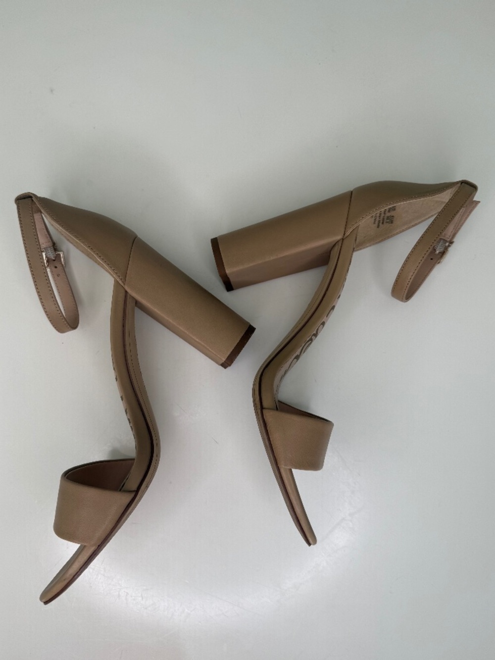 Sam Edelman Yaro High Heel Sandal - Block Heel Pump - Beige Leather - 8.5 - Picture 6 of 8